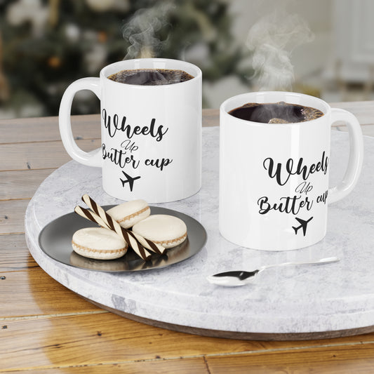 Wheels up butter cup mug